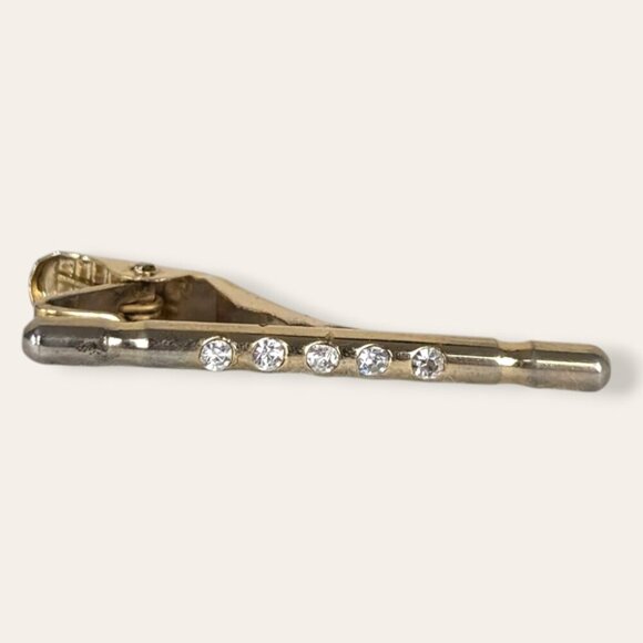 (2/$20) Vintage Rhinestone Accent Tie Clip - Picture 2 of 5